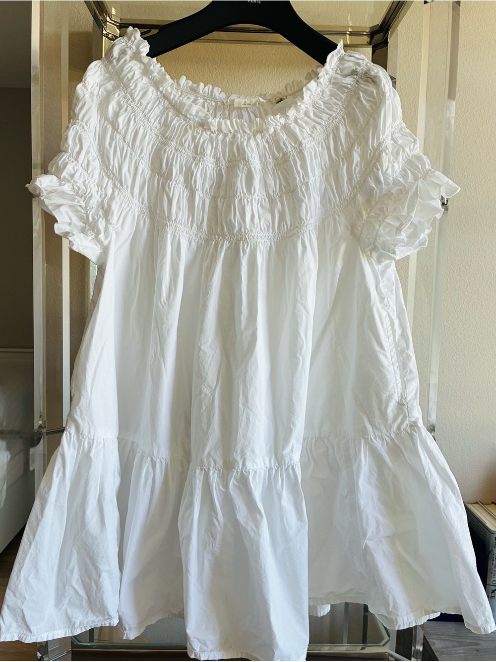 Karen Walker US 0 UK 4 (fits XS-M) White Smocked Ruffle Mini Dress